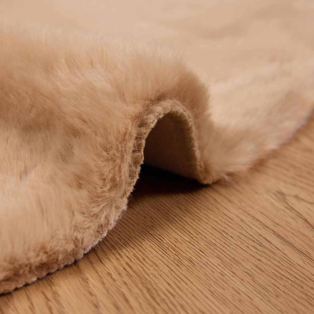 Thumbnail - vidaXL Kunstfell Hasen Teppich Taupe Ø 200 cm Polyester