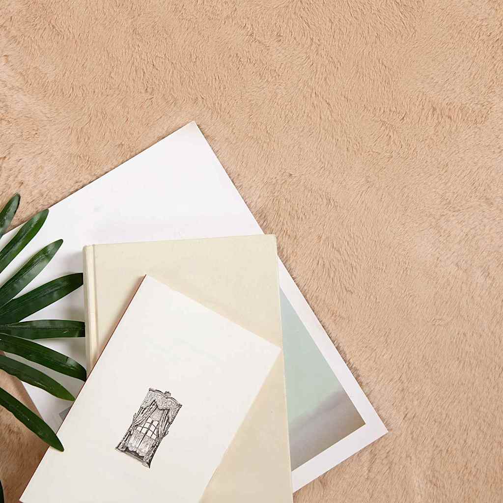 Thumbnail - vidaXL Kunstfell Hasen Teppich Taupe Ø 200 cm Polyester