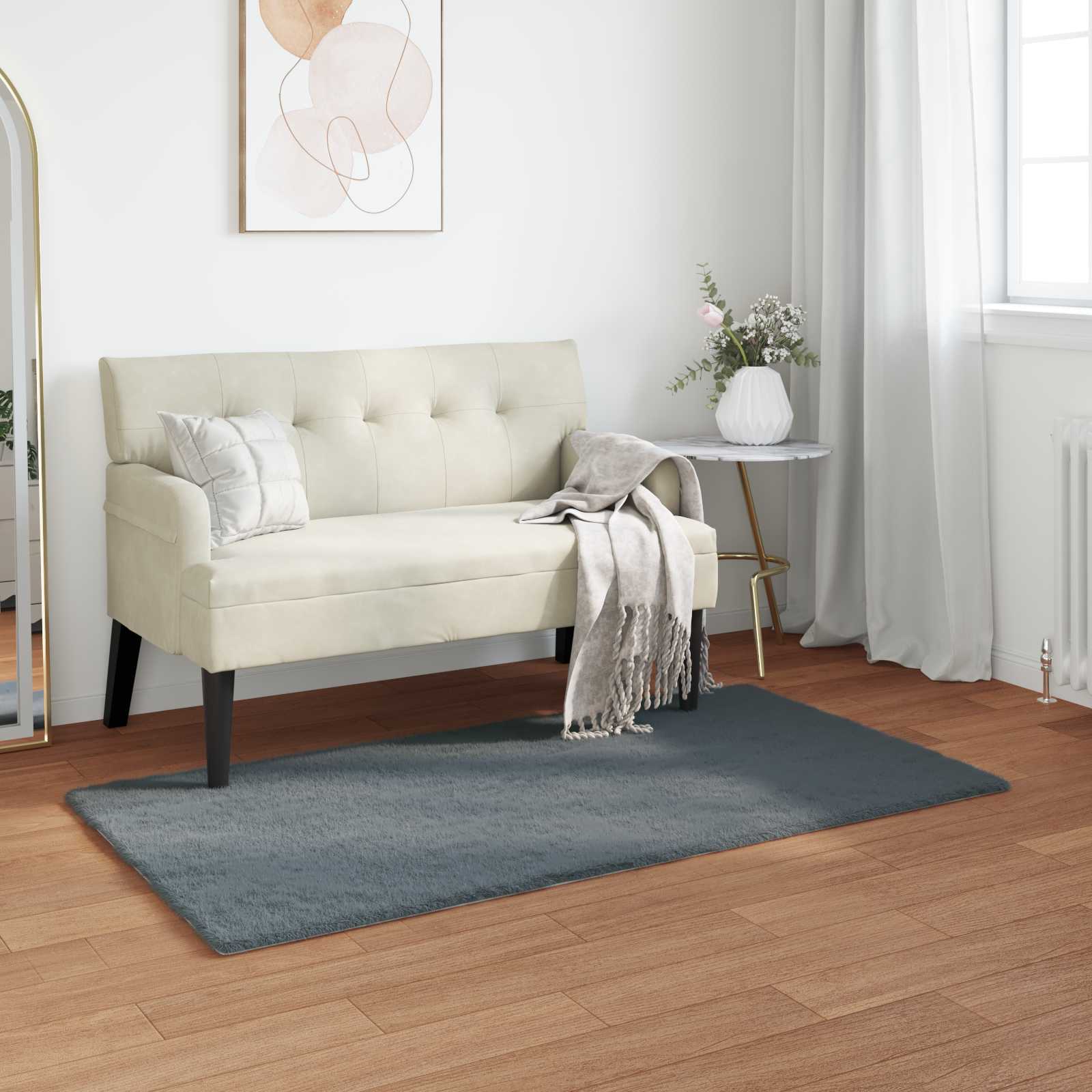 vidaXL Kunstfell Hasen Teppich Olite Anthrazit 80 x 150 cm Polyester