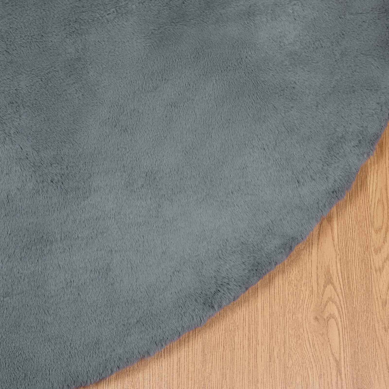 Nep Konijnenbont Tapijt Olite Antraciet Ø 80 cm Polyester image 7