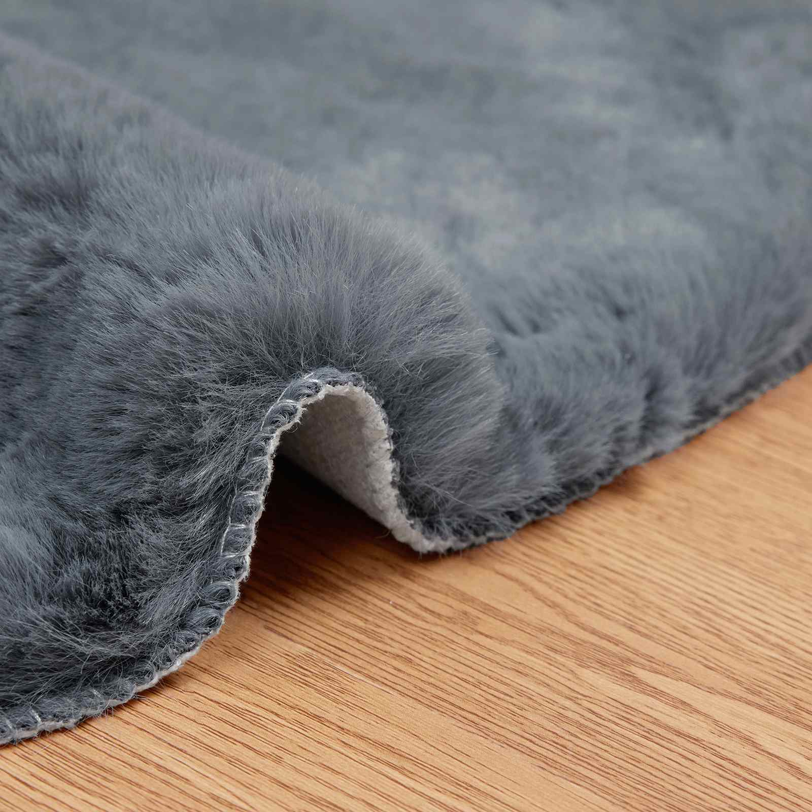 Nep Konijnenbont Tapijt Olite Antraciet 80 x 120 cm Polyester image 5