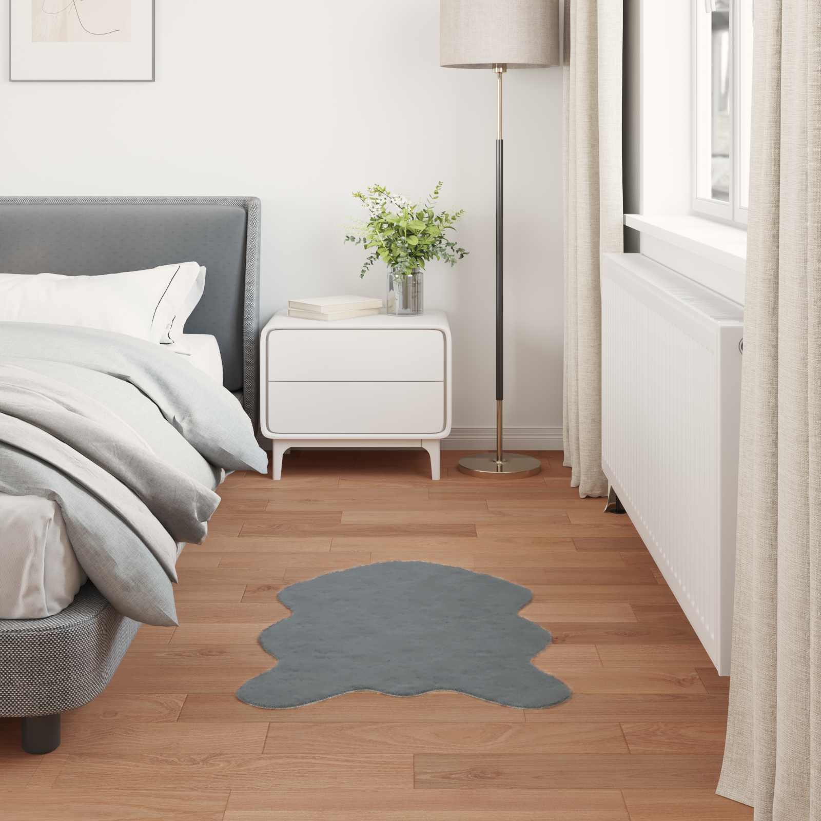 Nep Konijnenbont Tapijt Olite Antraciet 80 x 120 cm Polyester image 4