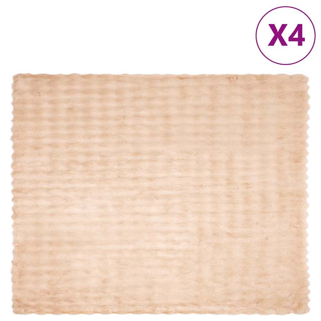 vidaXL Pătură din Blană sintetică de Iepure 4 pcs Bej 130 x 150 cm