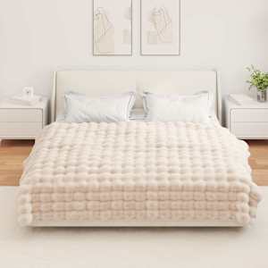 Protiskluzová deka z umělé králičí kožešiny Olite 4 pcs Béžová - obrázek 4