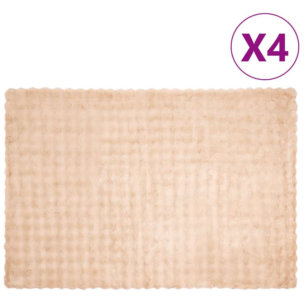 vidaXL Pătură din Blană sintetică de Iepure 4 pcs Bej 150 x 220 cm