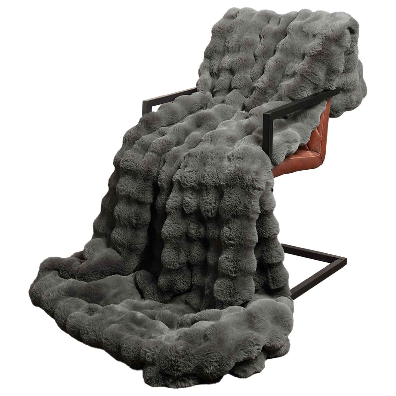 Thumbnail - vidaXL Kunstfell Kaninchenfell Decke 4 pcs Dunkelgrau 150 x 220 cm