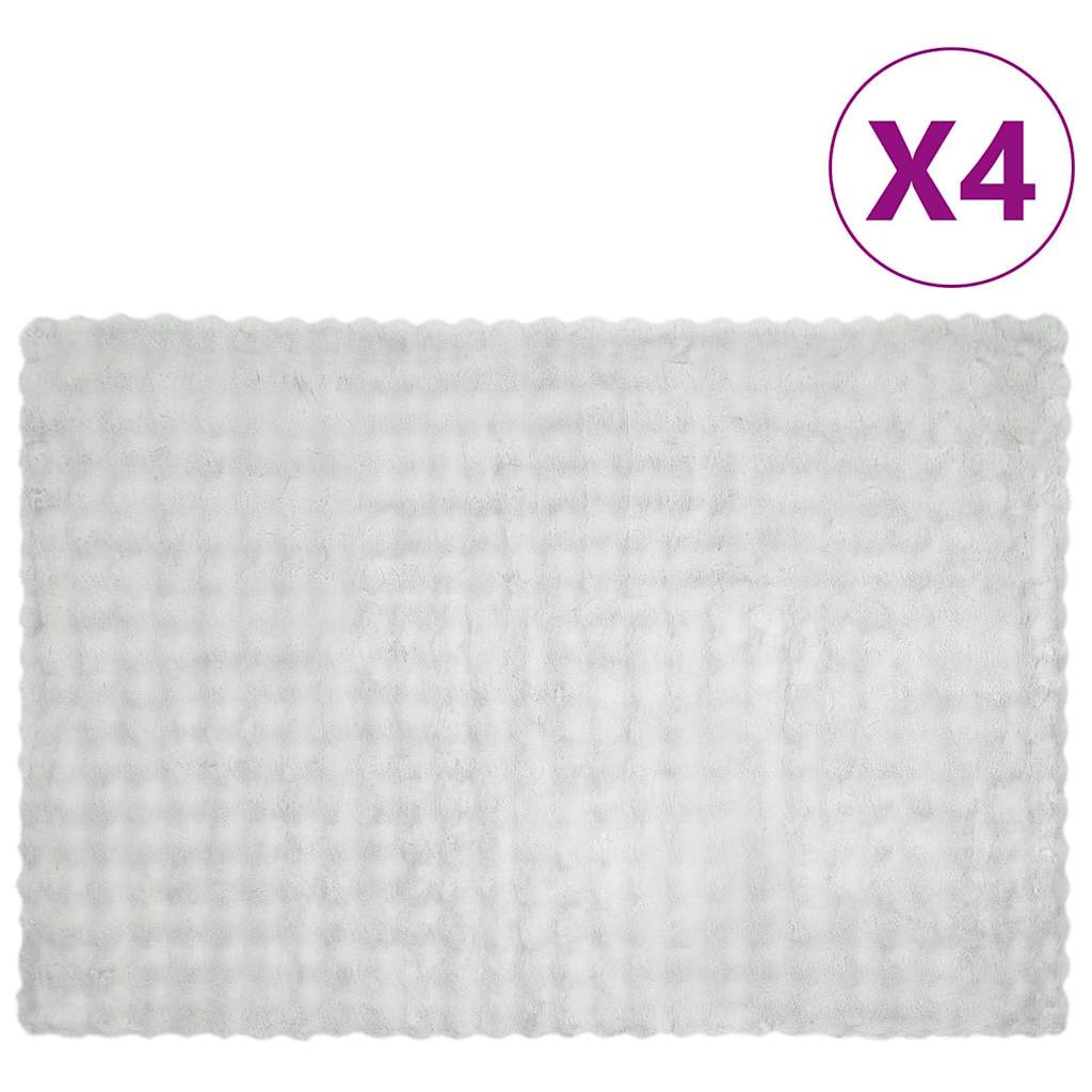 Cearșafuri - Pătură din Blană sintetică de Iepure 4 pcs Gri 150 x 220 cm