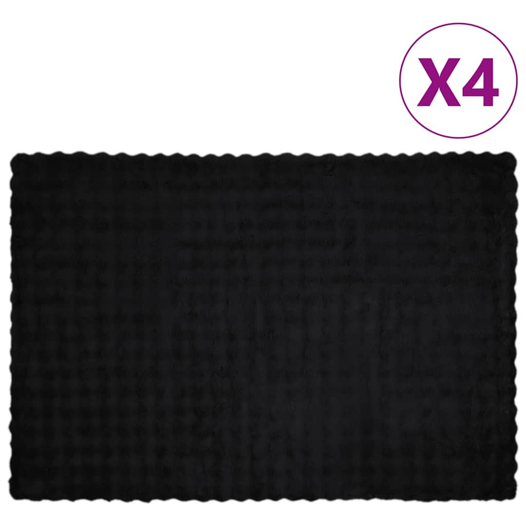 Casă & grădină - Pătură din Blană sintetică de Iepure 4 pcs Negru 150 x 220 cm