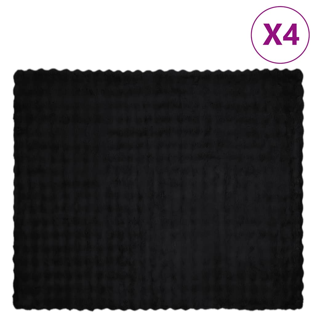 Casă & grădină - Pătură din Blană sintetică de Iepure 4 pcs Negru 220 x 240 cm