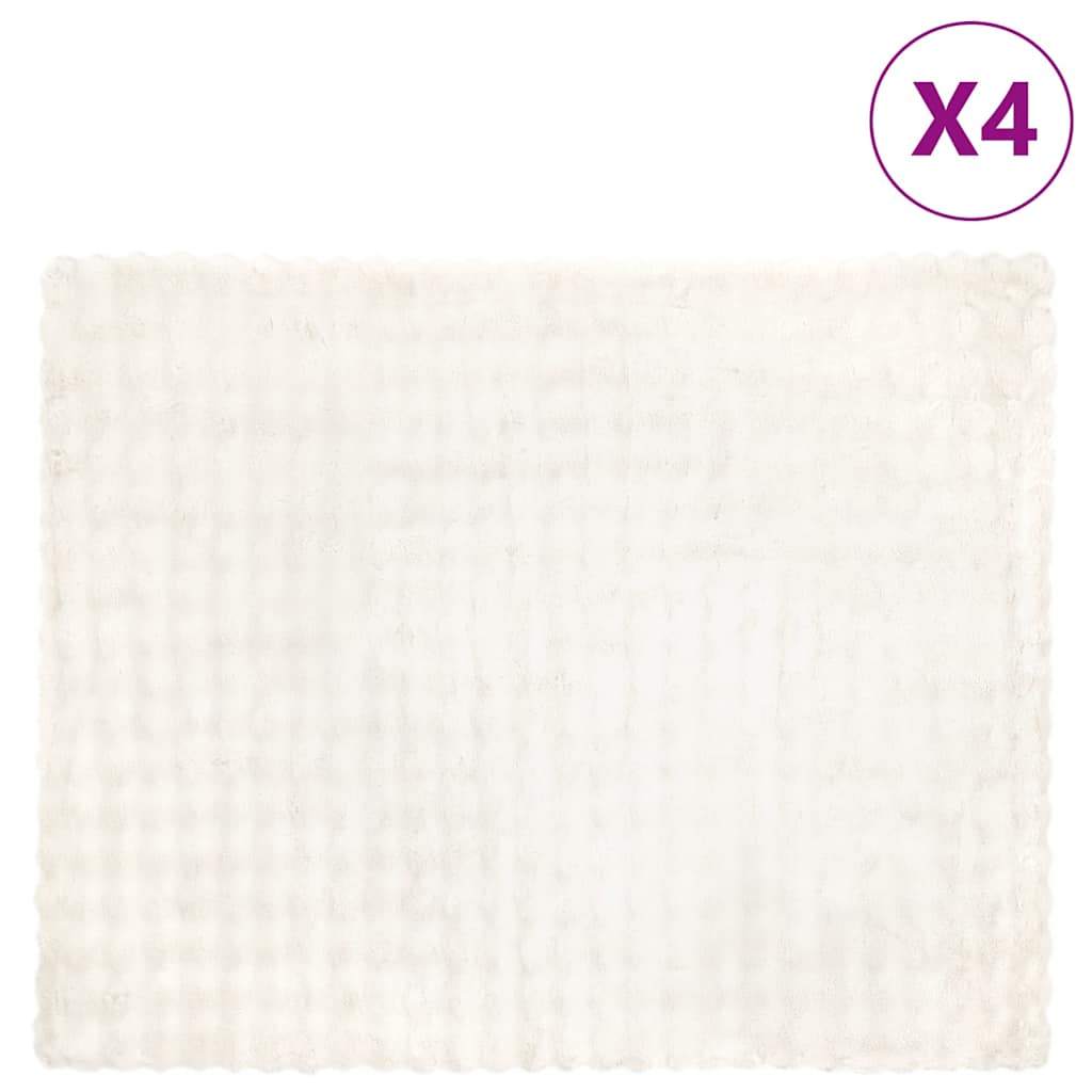 vidaXL Pătură din Blană sintetică de Iepure 4 pcs Alb 130 x 150 cm