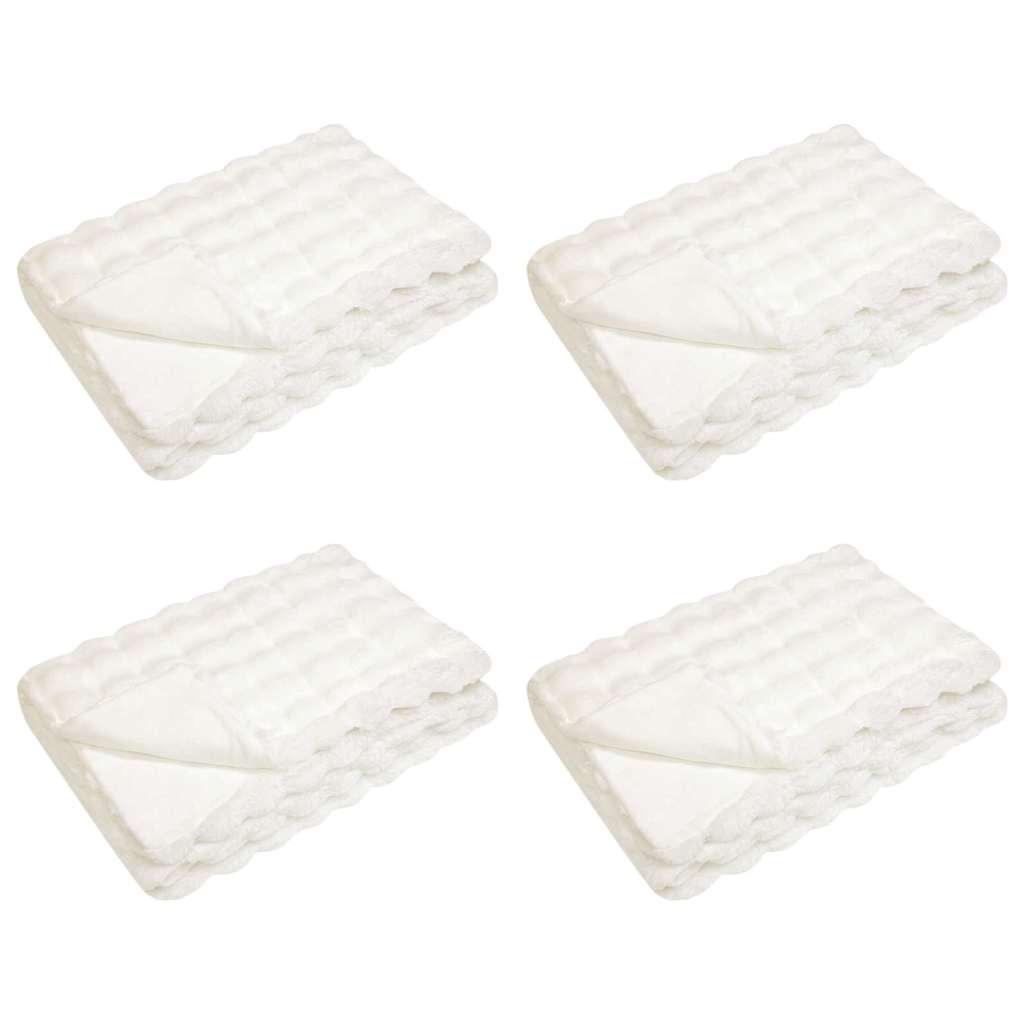 vidaXL Faux kaninullteppe 4 pcs Hvit 150 x 220 cm Polyester