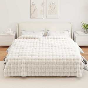 Protiskluzová deka z umělé králičí kožešiny Olite 4 pcs Bílá - obrázek 4