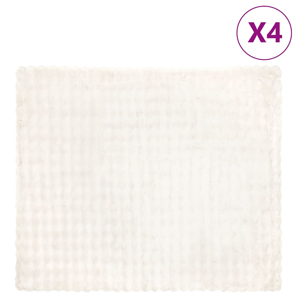 vidaXL Pătură din Blană sintetică de Iepure 4 pcs Alb 240 x 270 cm