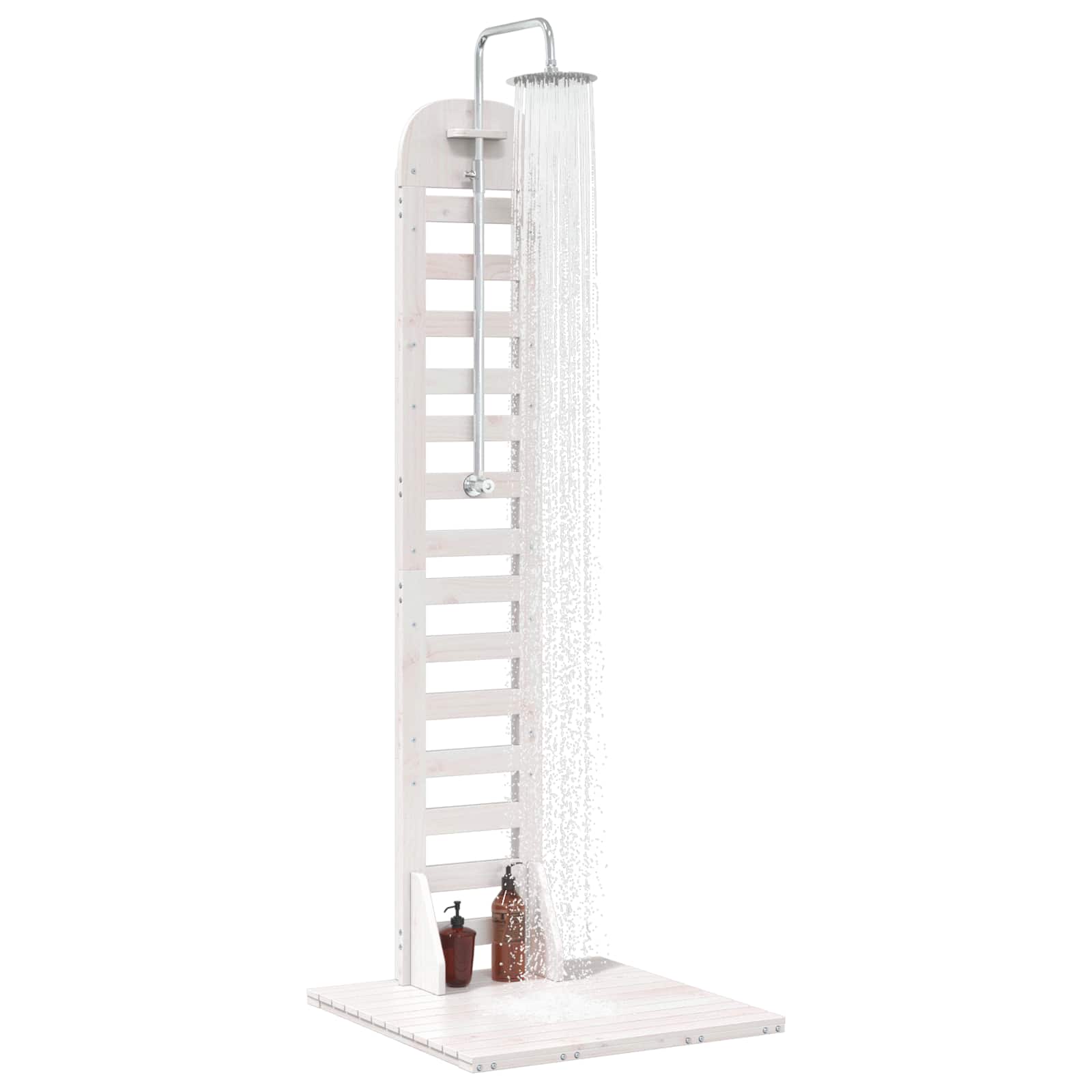 Buitendouche 223 cm Massief grenenhout en roestvrij staal Wit image 3