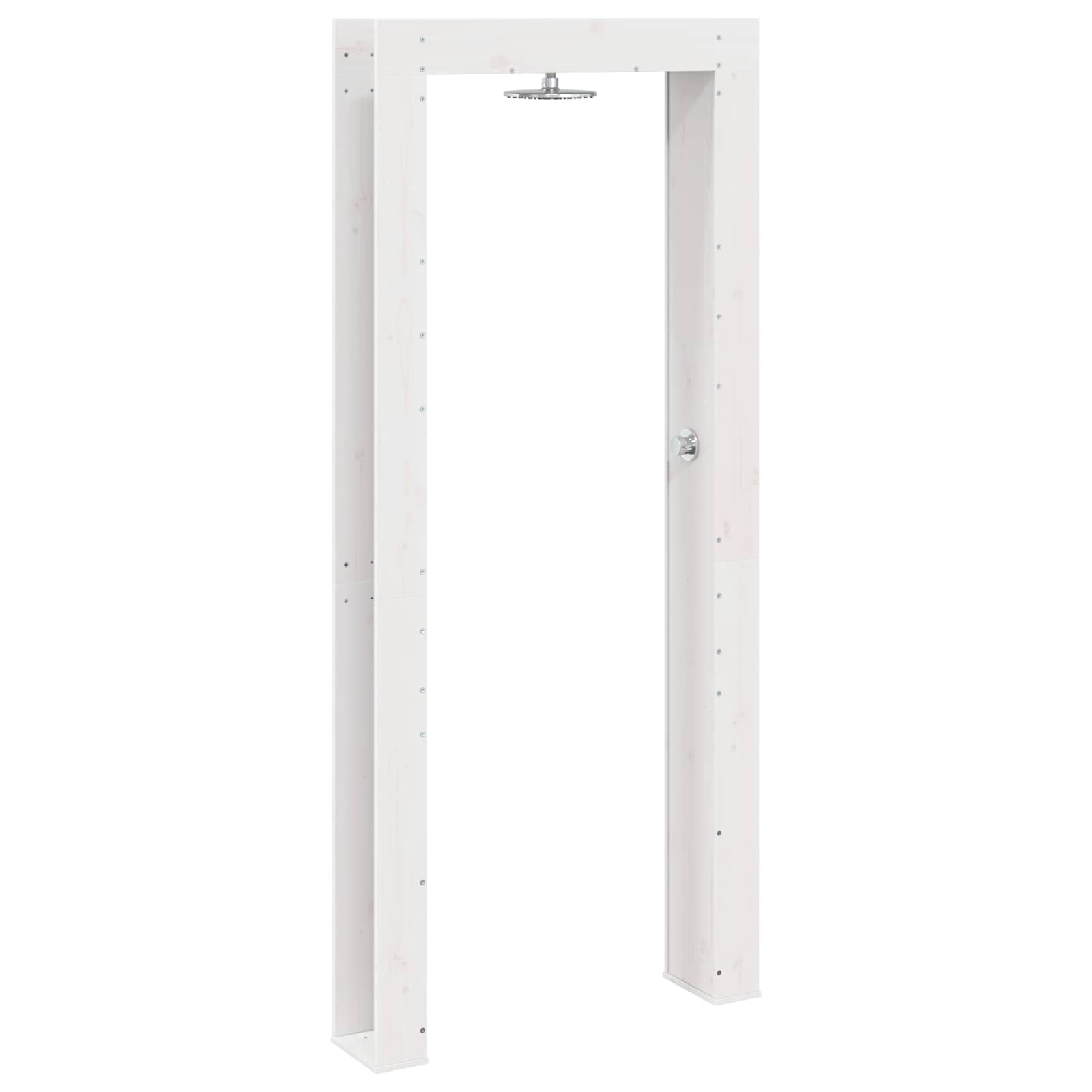 Buitendouche 226 cm Massief grenenhout en roestvrij staal Wit image 2