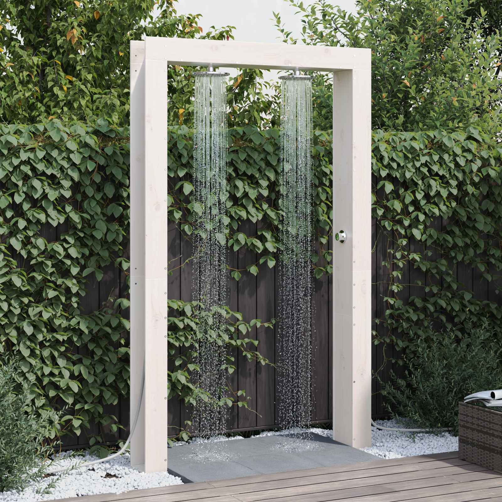 Buitendouche Wit 137 x 23 x 226 cm Massief grenenhout image 1