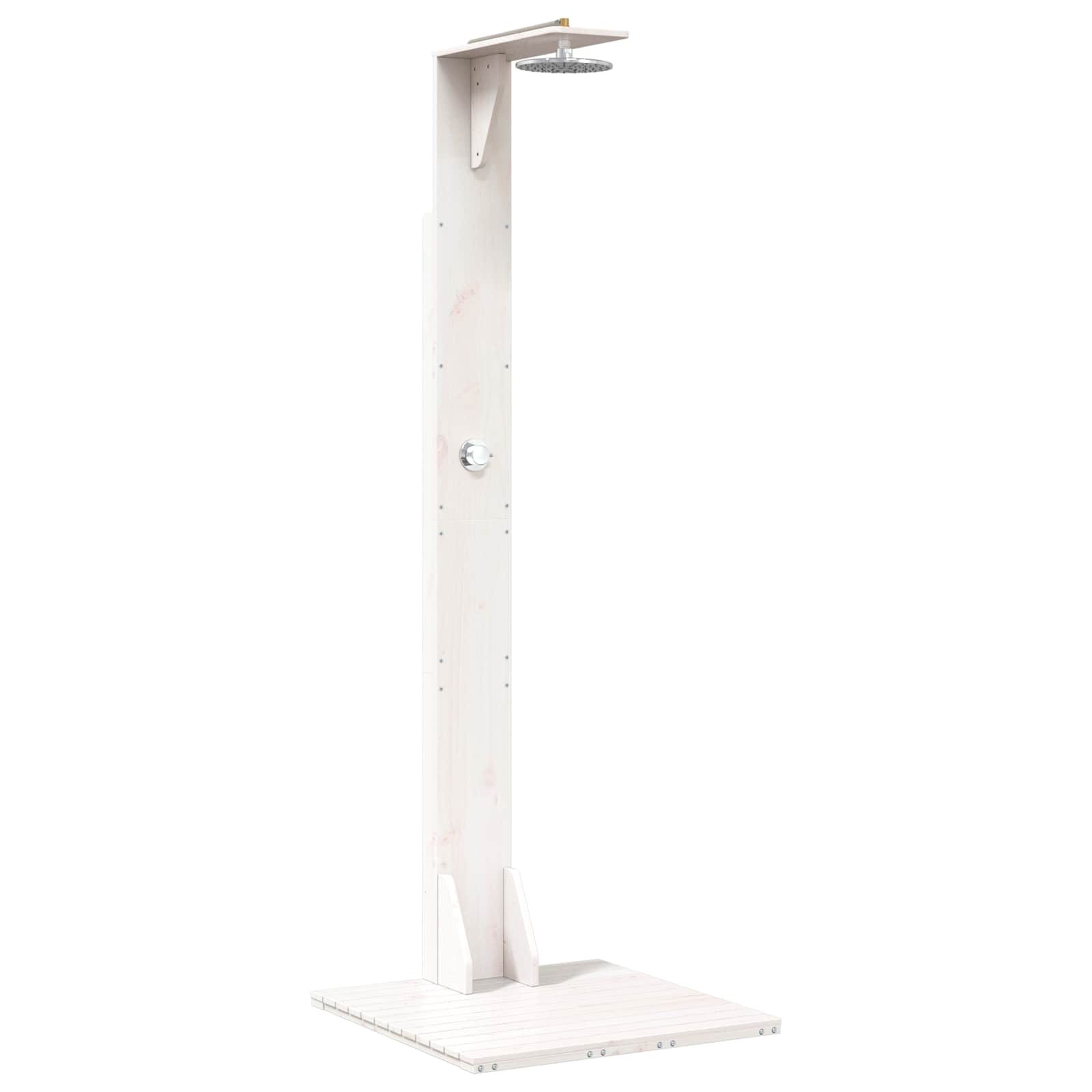 Buitendouche 214,5 cm Massief grenenhout en roestvrij staal Wit image 2