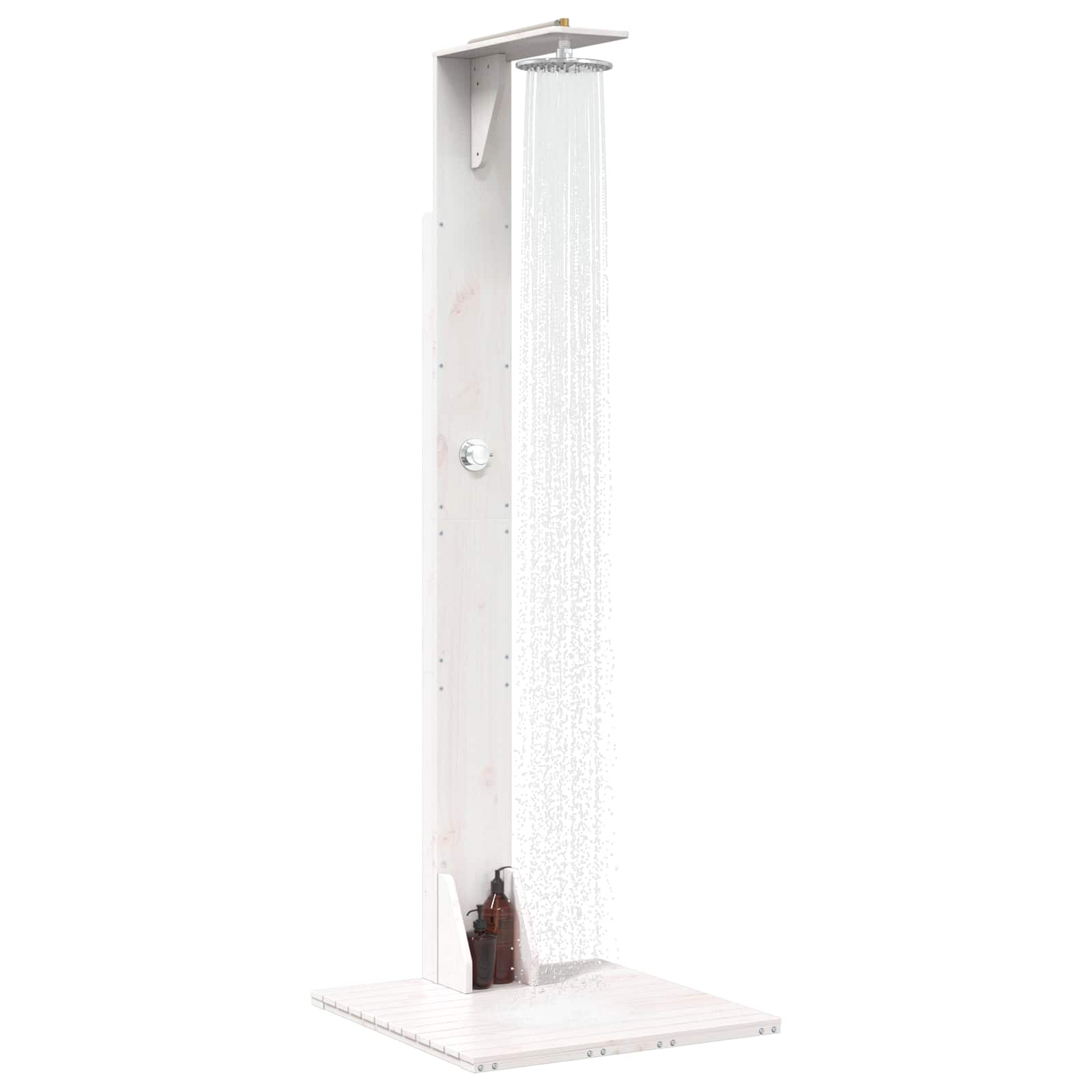 Buitendouche 214,5 cm Massief grenenhout en roestvrij staal Wit image 3