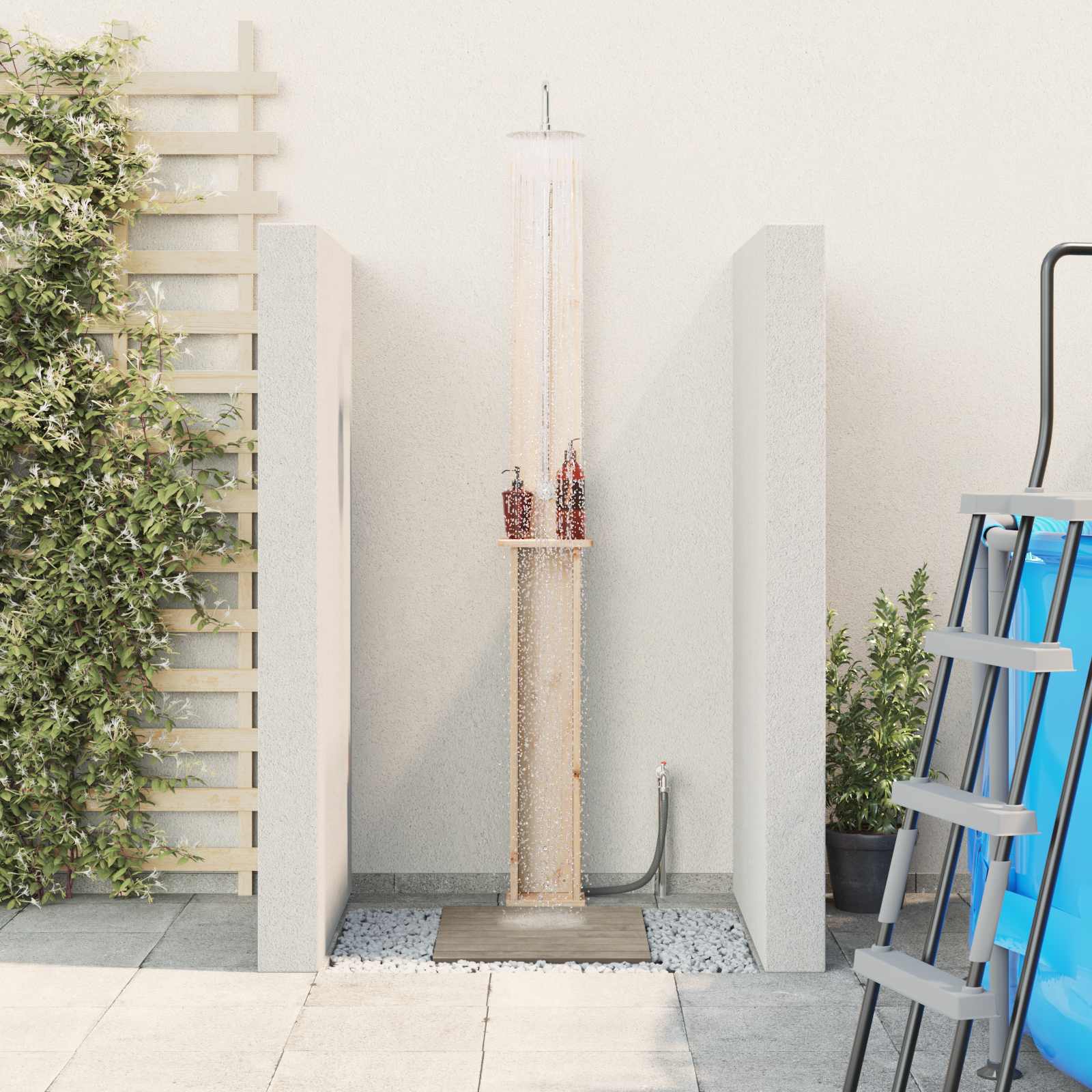 Buitendouche Naturel 24 x 19 x 246 cm Massief grenenhout image 1