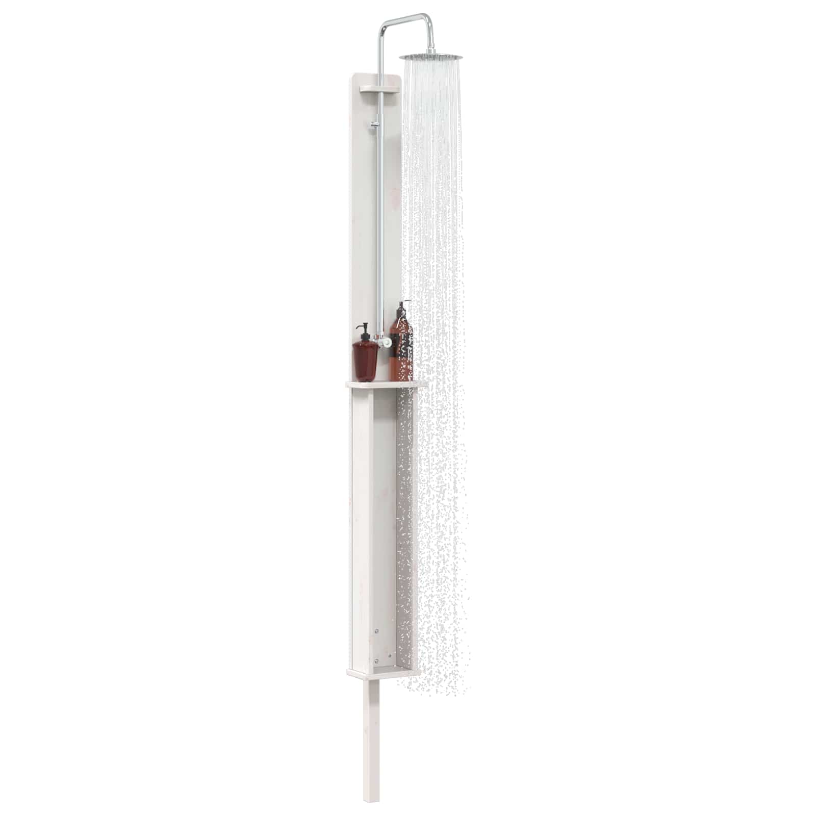 Buitendouche 246 cm Massief grenenhout en roestvrij staal Wit image 3