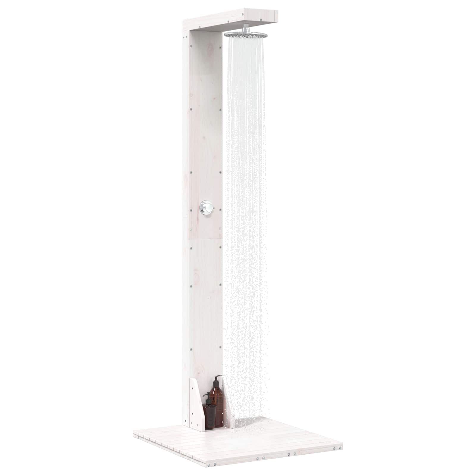 Buitendouche 210 cm Massief grenenhout en roestvrij staal Wit image 3