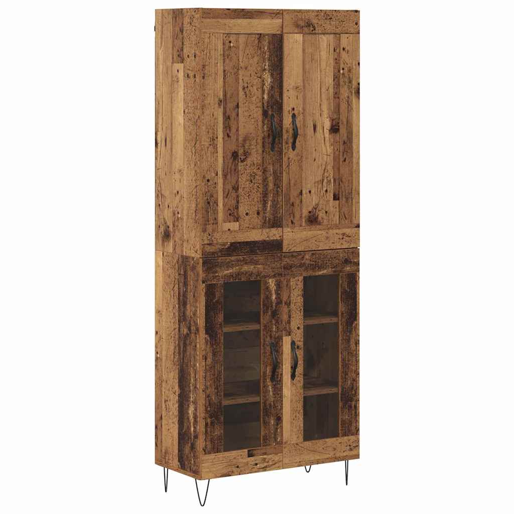 vidaXL Hoge kast Oud Hout 69,5 x 34 x 180 cm Bewerkt hout