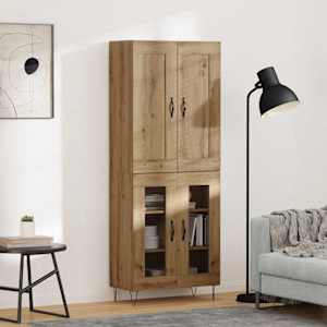 Vysoký bufet Artisanový dub 69,5 x 34 x 180 cm kompozitní dřevo - obrázek 1
