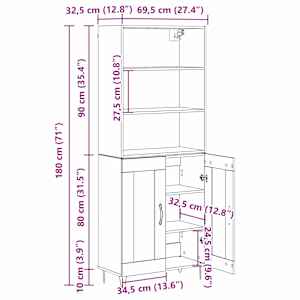 Vysoký bufet 2 pcs Artisanový dub 69,5 x 34 x 180 cm - obrázek 16