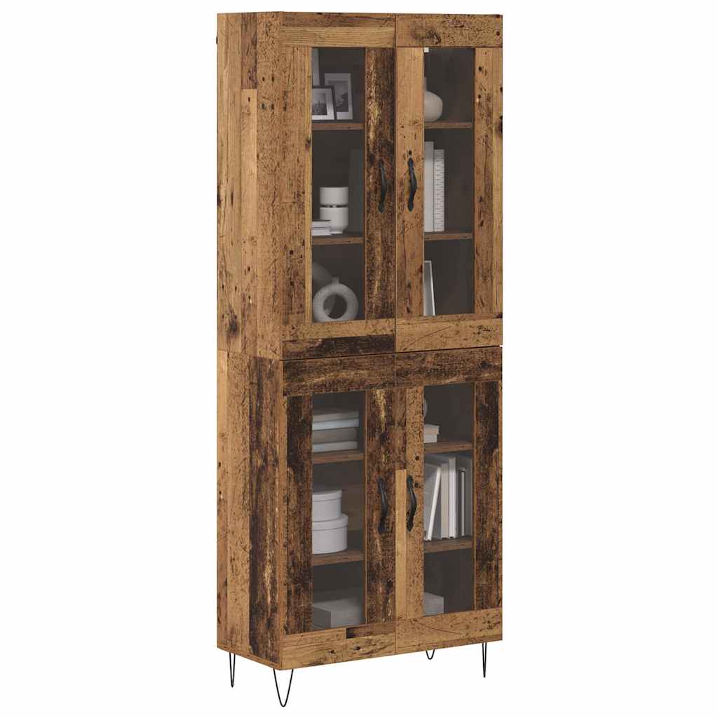 vidaXL Hoge kast Oud Hout 69,5 x 34 x 180 cm Bewerkt hout