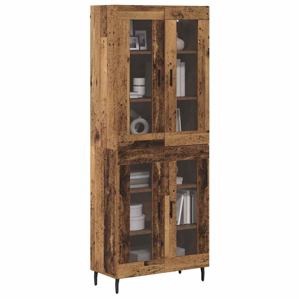 vidaXL Highboard 2 pcs Oud Hout Geengineerd Hout en Glas