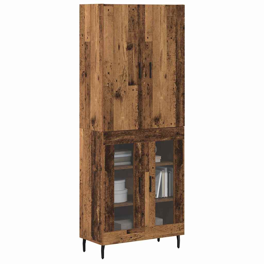 vidaXL Hoge kast Oud hout 69,5 x 34 x 180 cm Bewerkt hout