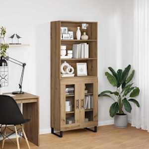 Vysoký bufet 2 pcs Artisanový dub 69,5 x 34 x 180 cm - obrázek 4