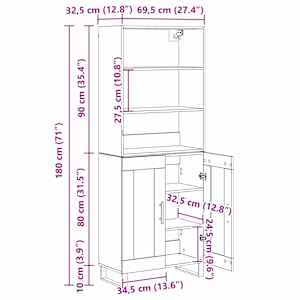 Vysoký bufet 2 pcs Artisanový dub 69,5 x 34 x 180 cm - obrázek 16