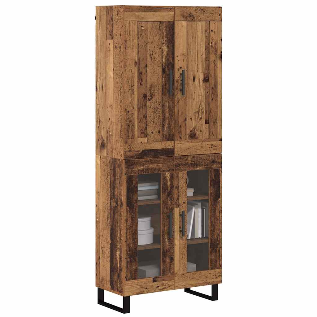 vidaXL Hoge kast Oudhout 69,5 x 34 x 180 cm Bewerkt hout