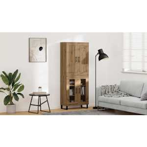 Vysoký bufet Artisanový dub 69,5 x 34 x 180 cm kompozitní dřevo - obrázek 1