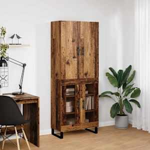 Vysoký bufet 2 pcs Staré dřevo 69,5 x 34 x 180 cm - obrázek 4