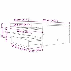 Rám postele Staré dřevo 100 x 200 cm Masivní borové dřevo - obrázek 11