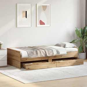 Rám postele Artisanový dub 90 x 200 cm Masivní borové dřevo - obrázek 4