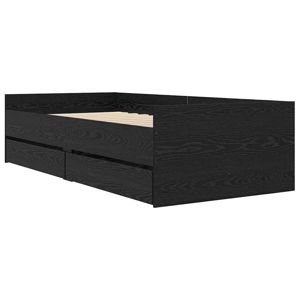 Thumbnail - vidaXL Bettrahmen mit Schubladen Schwarz Eichen-Optik 90 x 200 cm