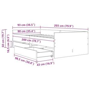 Rám postele Černý dub 90 x 200 cm Masivní borové dřevo - obrázek 11
