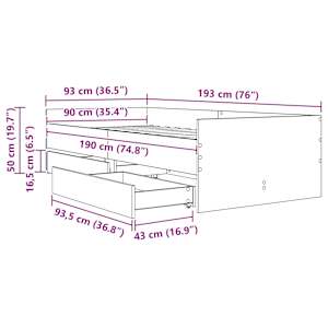 Rám postele Staré dřevo 90 x 190 cm Masivní borové dřevo - obrázek 11