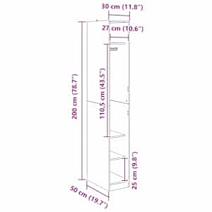 Šatní skříň Černý dub 50 x 30 x 200 cm Kompozitní dřevo - obrázek 11
