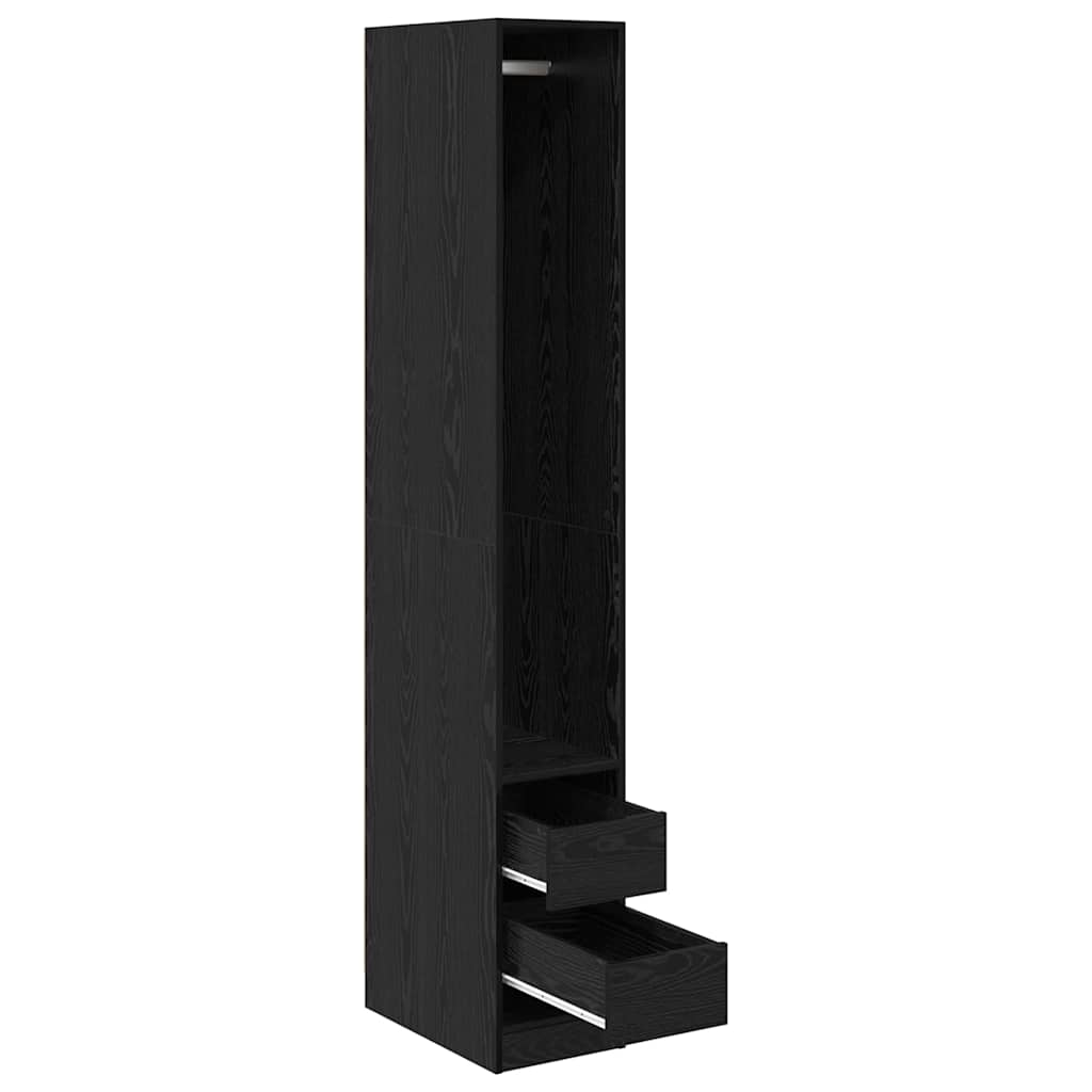 Vaatekaappi hyllyllä Musta tammi 30 x 50 x 200 cm Tekninen puu - Image 5