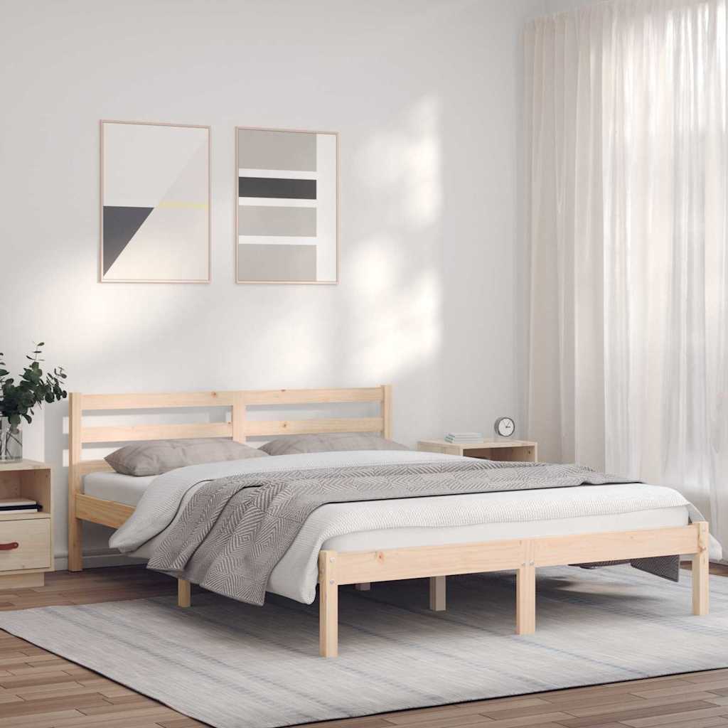 vidaXL Cadru de pat natural 208,5 x 157,5 x 69,5 cm Lemn de pin masiv