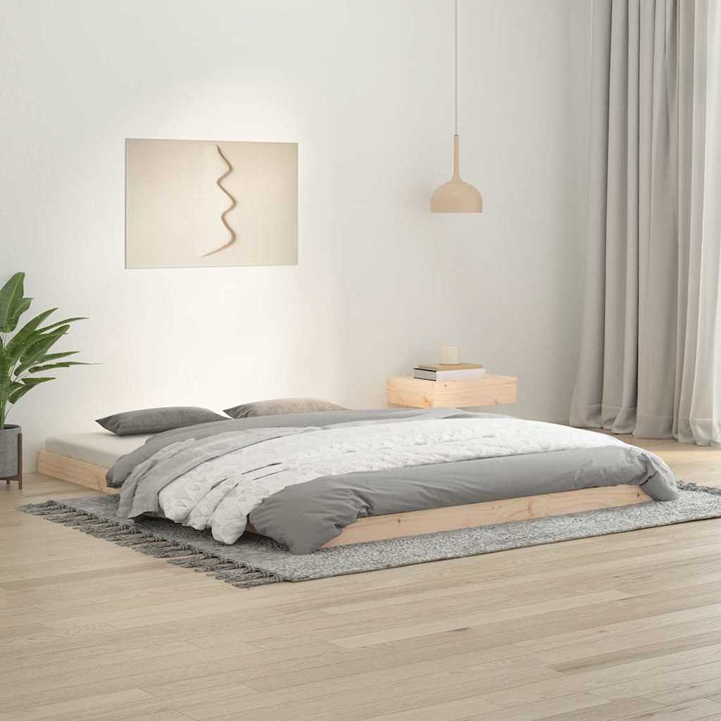 Floor Bed Frame Solid Pine Wood Platform Bedroom Modern Minimalist Home vidaXL