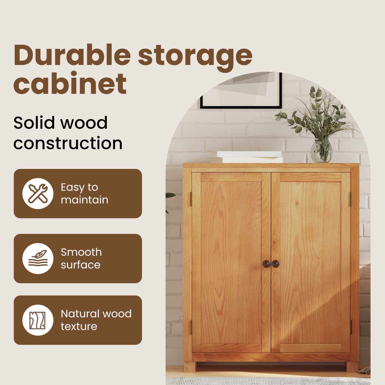 Kast met opslag met de deur Bruin Massief Eikenhout image 7