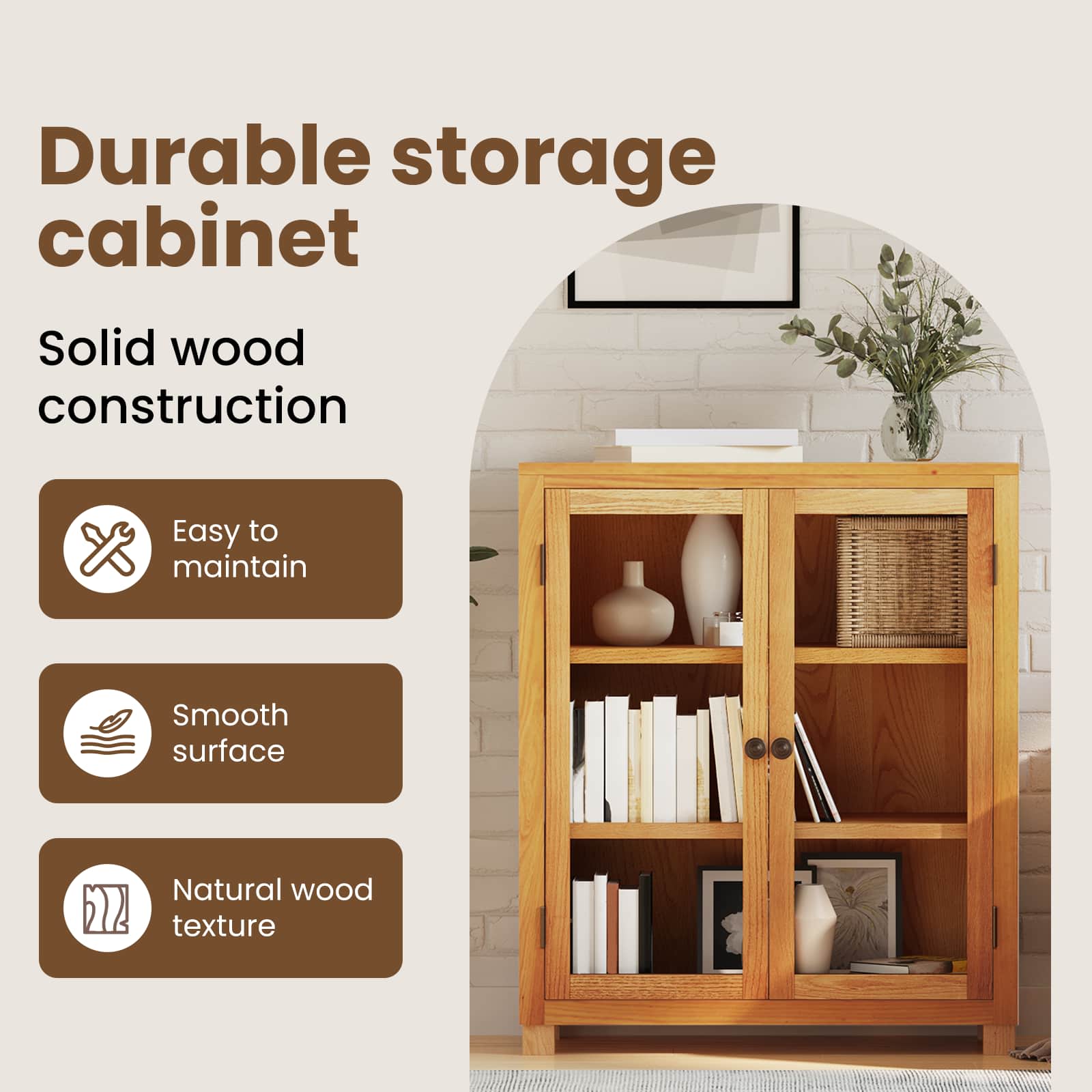 Kast met plank Bruin 80 x 35 x 95 cm Massief Eikenhout image 7