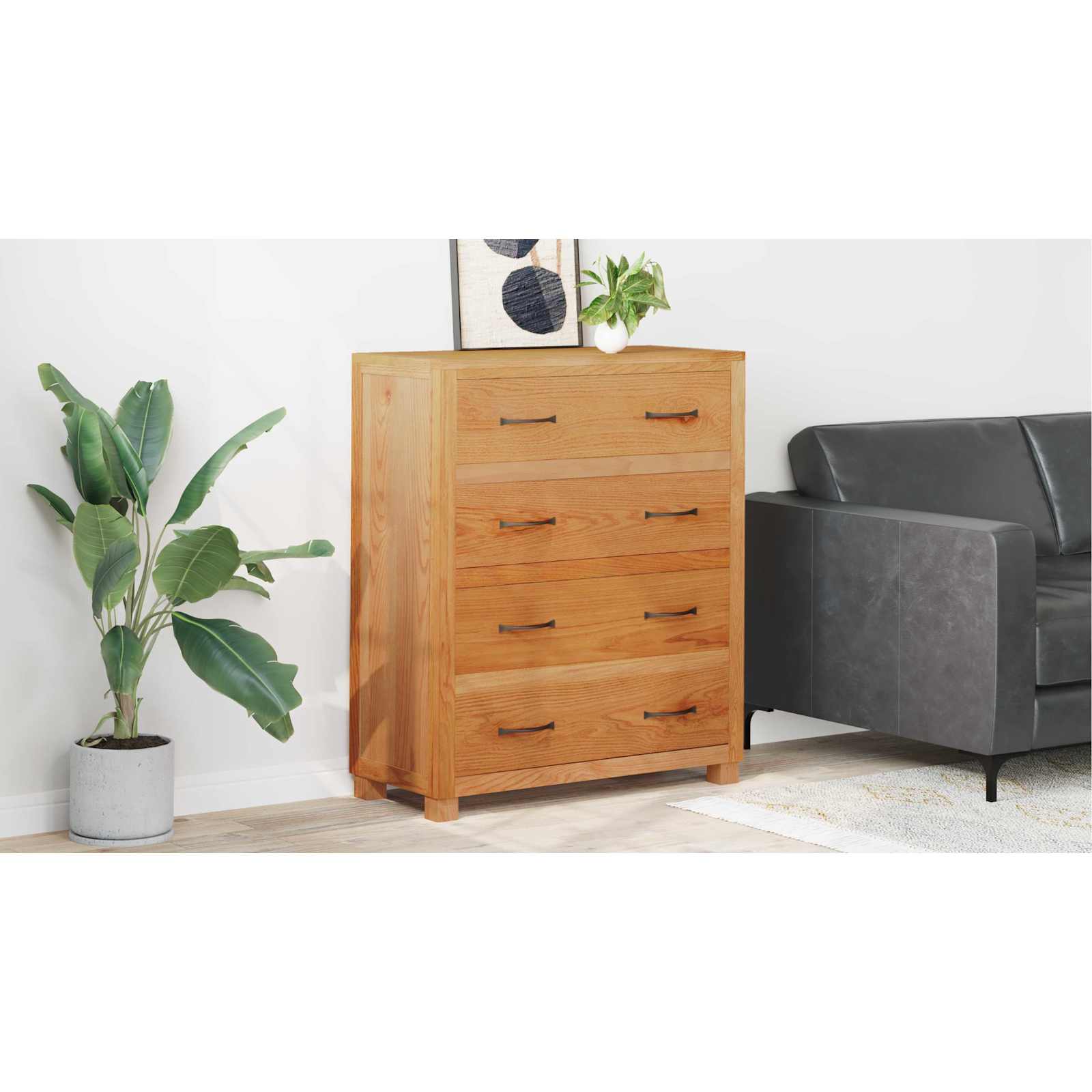 Kast met lade met opslag Bruin Massief Eikenhout image 11
