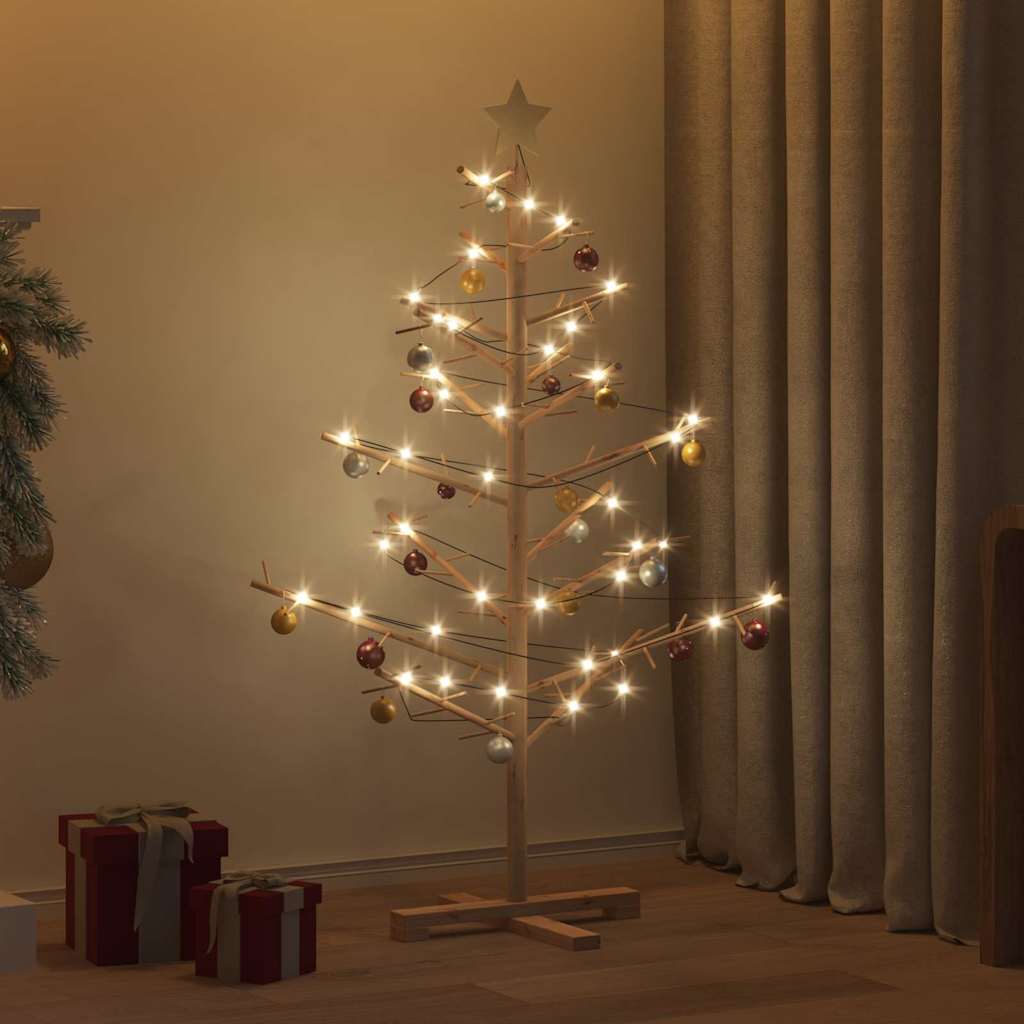 Arbre de Noël en bois Naturel 125 cm Bois massif en pin