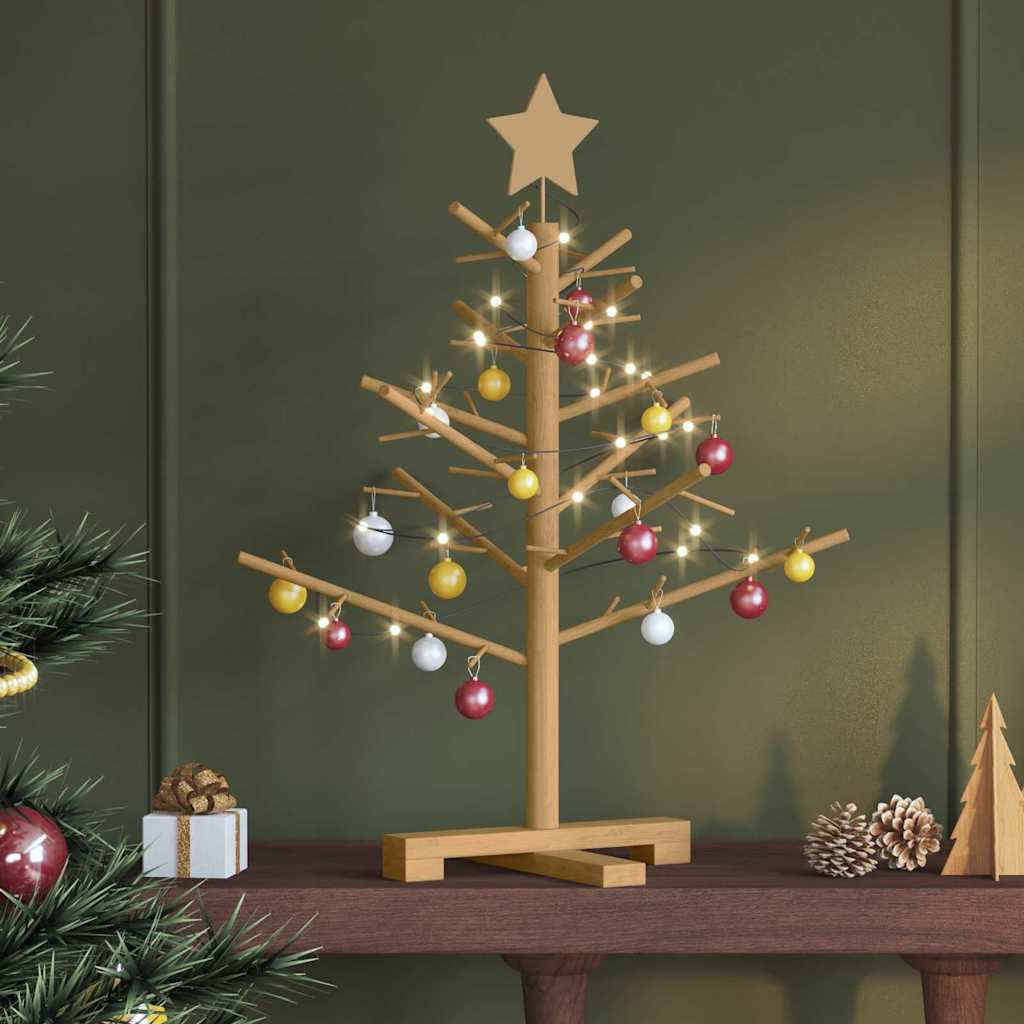 Arbre de Noël en bois Marron 75 cm Bois massif en pin